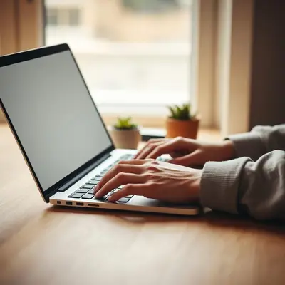 Mains sur un clavier d'ordinateur portable